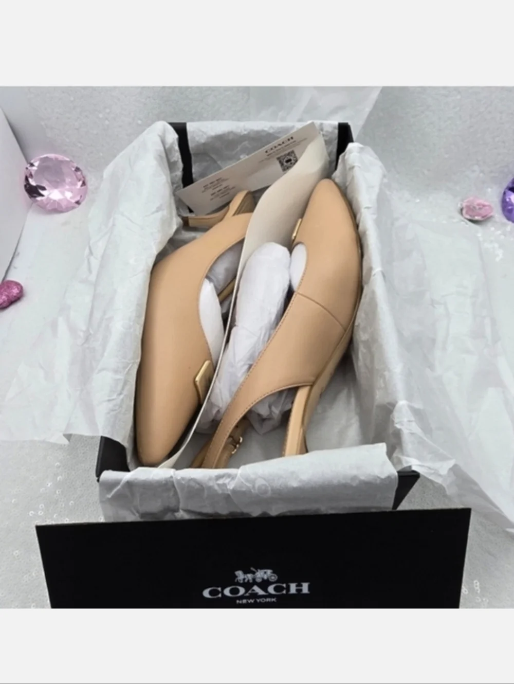 Coach Jillian Slingback Classic Closed toe Low Heel Neutral color Women's 9.5